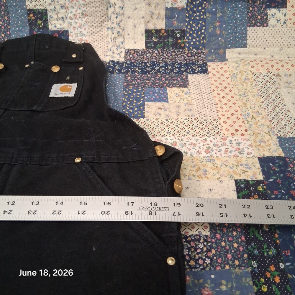 Vintage 2002 Carhartt R03 BLK Insulated Black Double Knee Overall Bibs Sz 32x32 - Picture 11 of 15